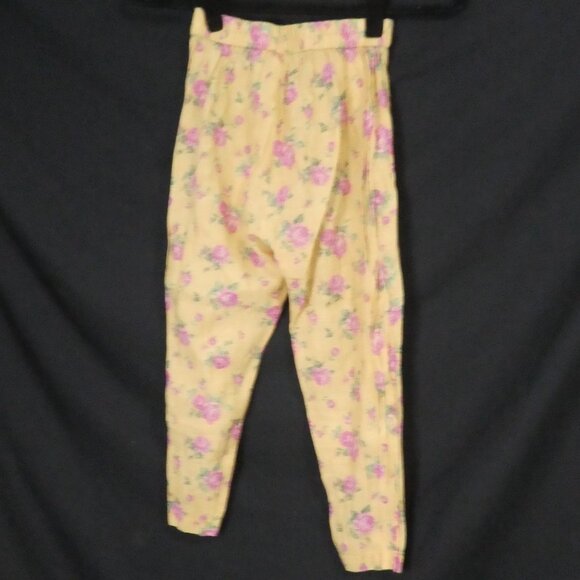 Unbranded | 10.5 inch waist measured | Floral Mustard Pants With Pink Flowers - Picture 2 of 16